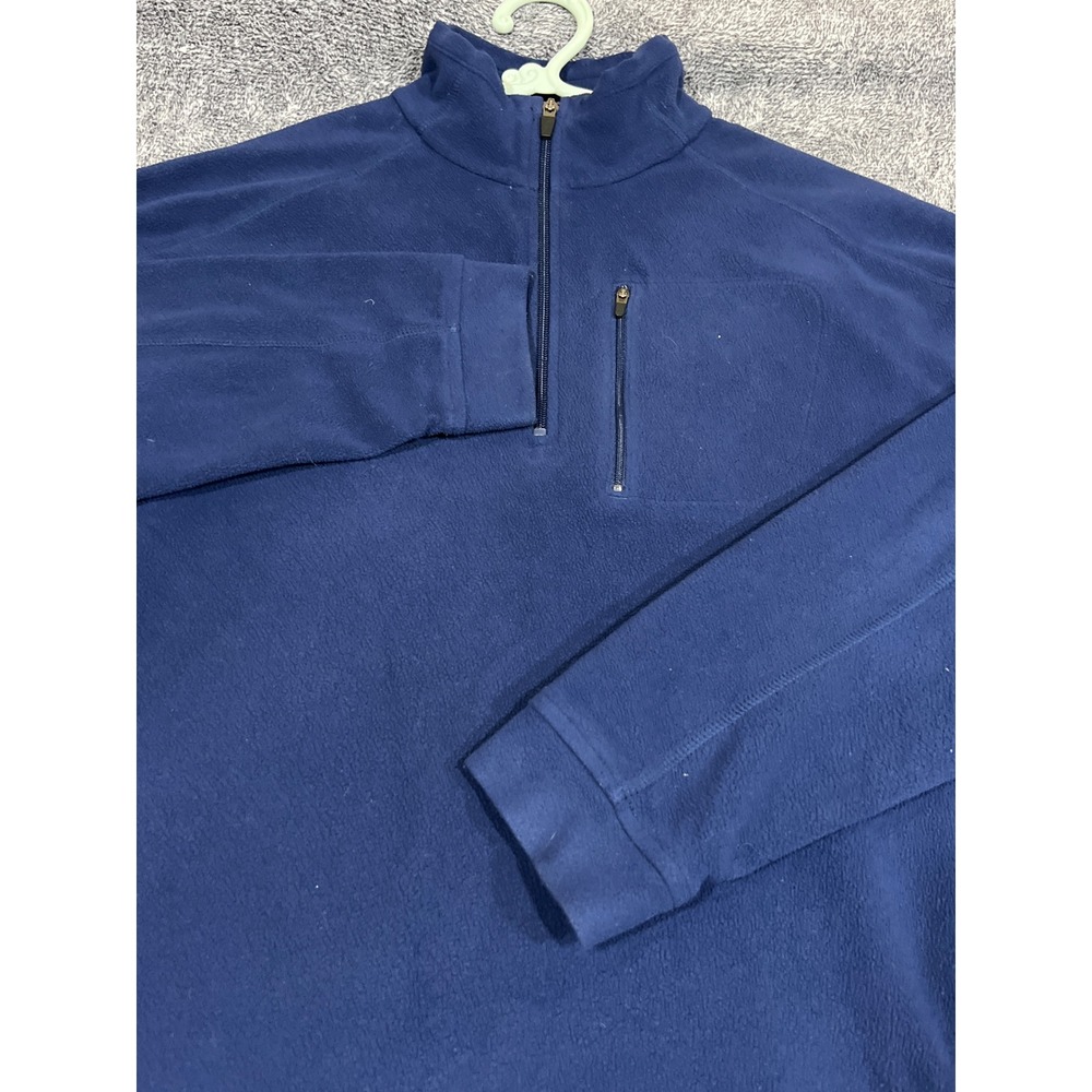LL Bean Mens Quarter Zip Fleece Pullover Navy Blue Large L-REG 0BVM2